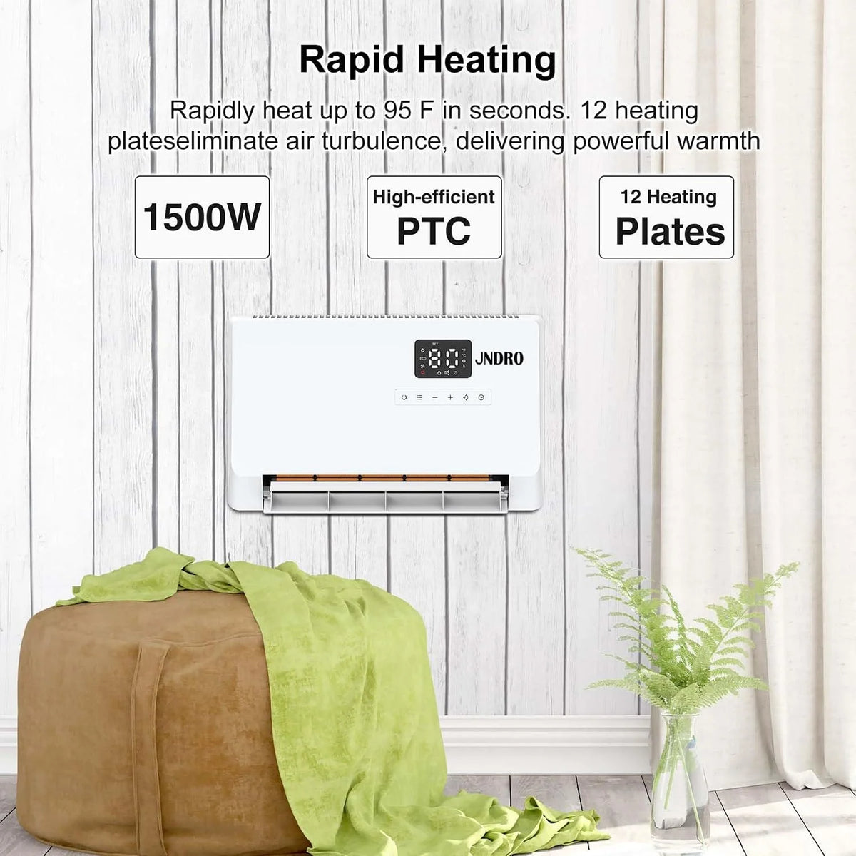 Black Friday Early Bird Deals-Wall-Mounted Space Heater with Thermostat and Remote Control