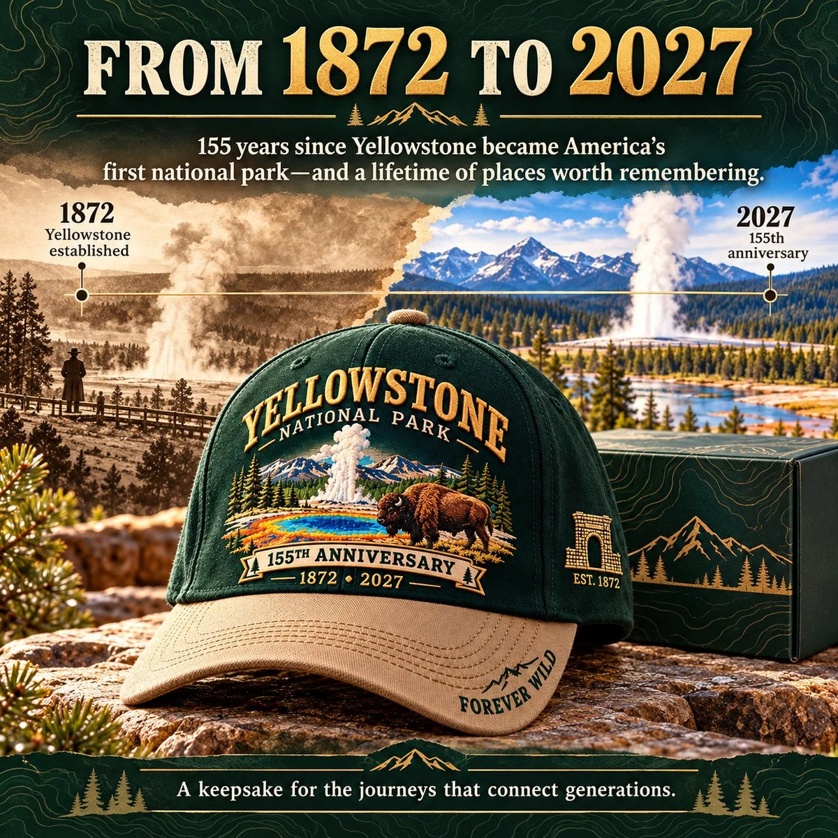 ⏳ Last Day 49% OFF – 🦬Yellowstone National Park 155th Anniversary Classic Cap
