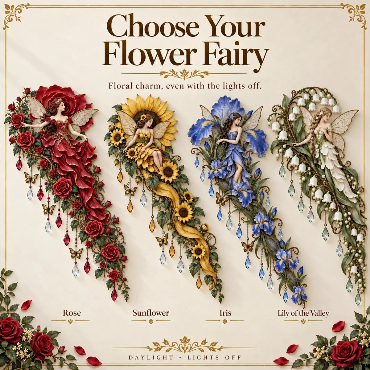 🌹🧚‍♀️Enchanted Flower Fairy Wall Light✨Cascading Floral Decoration