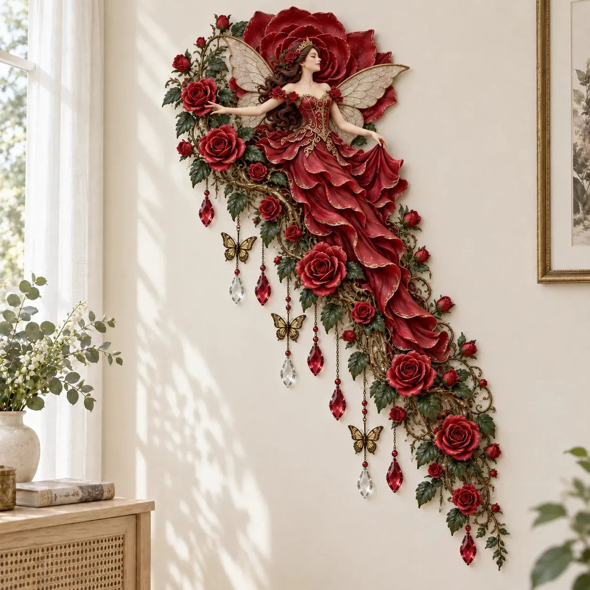 🌹🧚‍♀️Enchanted Flower Fairy Wall Light✨Cascading Floral Decoration