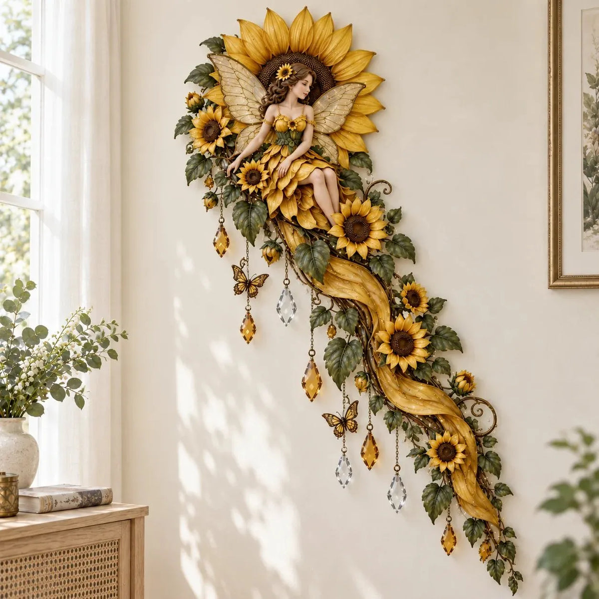 🌹🧚‍♀️Enchanted Flower Fairy Wall Light✨Cascading Floral Decoration