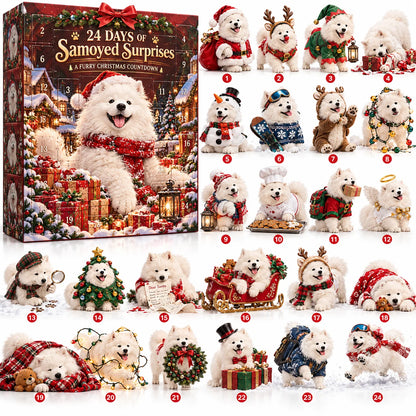 🎅🏻🐕24-Day Samoyed Christmas Collectible Gift Set – Fluffy Trouble Makers