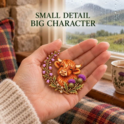Highland Cow & Thistle 🏴󠁧󠁢󠁳󠁣󠁴󠁿 Scottish Heritage Enamel Brooch
