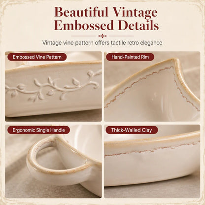 ⏳🔥LIMITED-TIME 50% OFF! ⏰🍲Retro Ceramic Divided Baking Dish – Vintage Style, Dual Compartments & Elegant Dining for Every Occasion ❤️