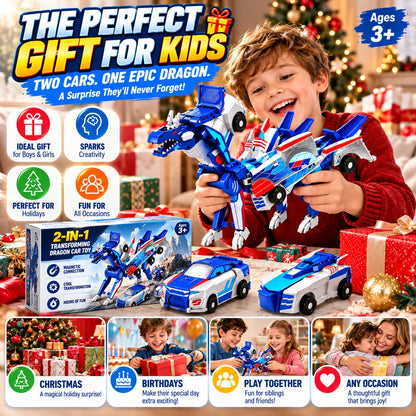 Magnetic Transforming Dragon Race Car! 2-in-1 Transformable Dragon & Racing Vehicle Toy🚗