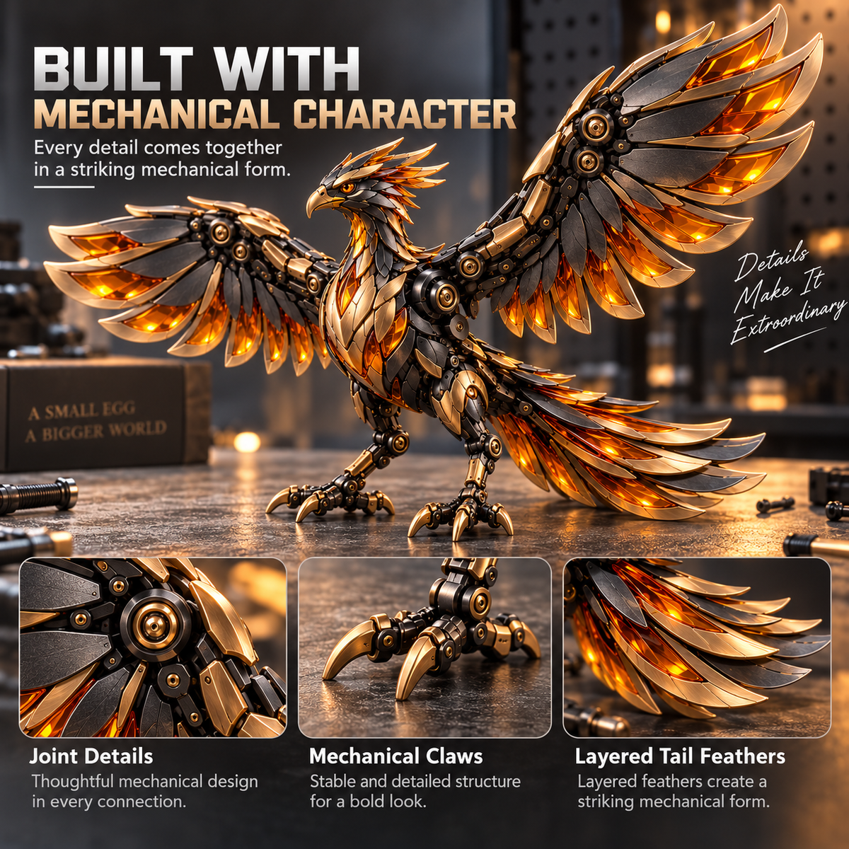 🔥🥚 Phoenixmorph – Egg To Phoenix Transforming Mechanical Figure