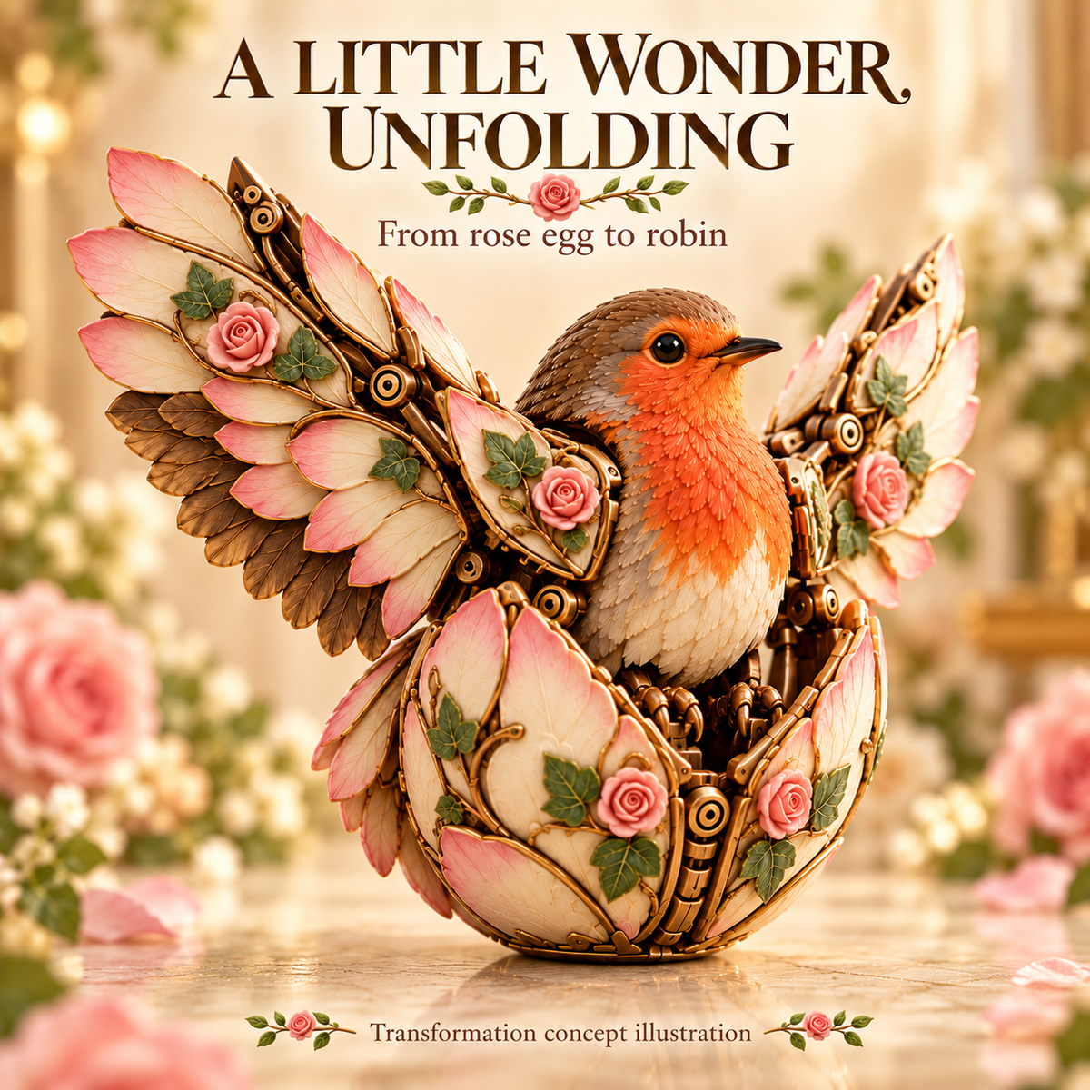 🌹Buy 2 Get 20% OFF🐦 Rosewing Robin – 2-in-1 Rose Egg to Mechanical Bird Transforming Figure
