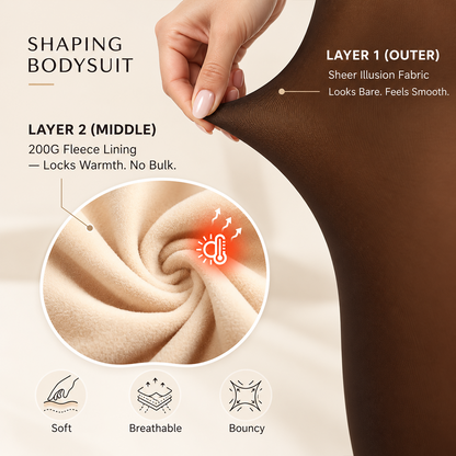 Sheer-Panel with Fleece Lined Tights Stay