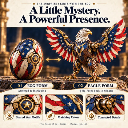 🎗️🔥last Day 49% Off -🦅 American Eagle Transforming Egg – Stars & Stripes Mechanical Figure With Bold Wing Details