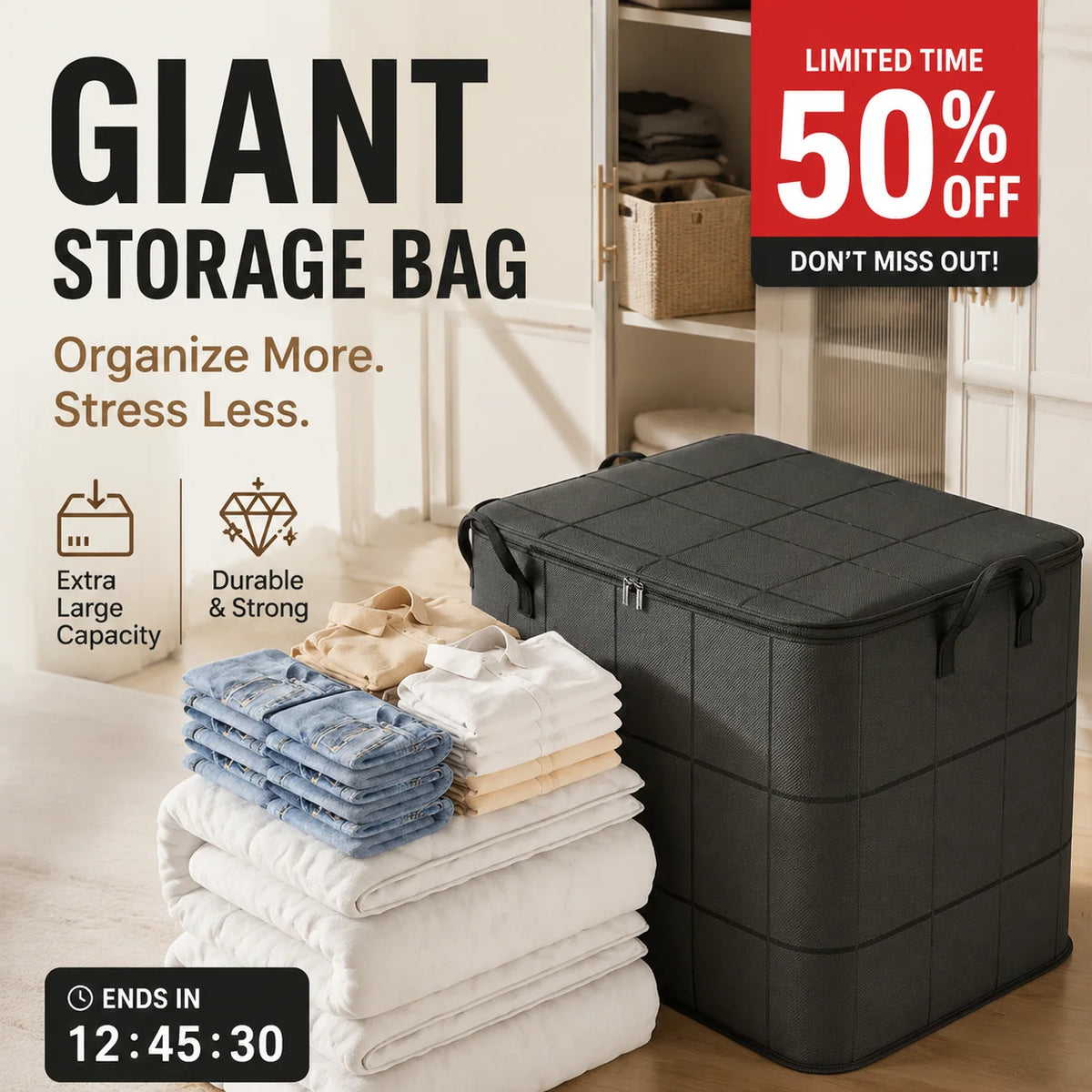 📦 Foldable Storage Tote | Waterproof, Dustproof, Spacious & Portable 🌟