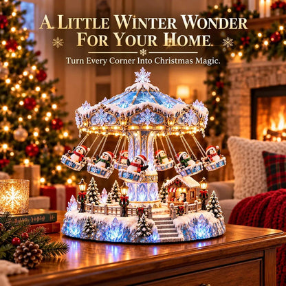 🎄 Christmas Sale 50% OFF! 🐧 Penguin Christmas Carousel – Rotating Winter Light Display