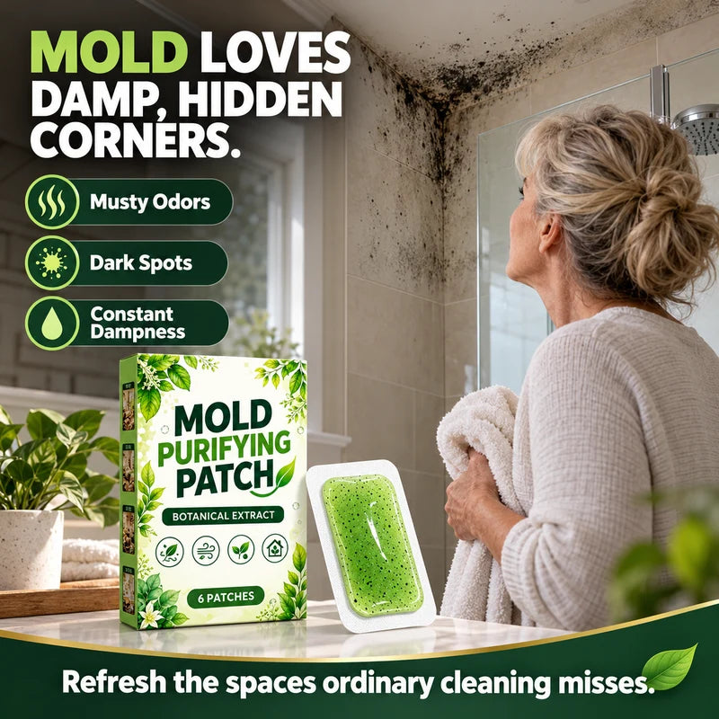 6Pcs Mold Purifying Patches – Botanical Mildew Removal Pads, Long Lasting Mold Inhibitor for Bathroom, Kitchen, Wall Corners & Damp Hidden Spots