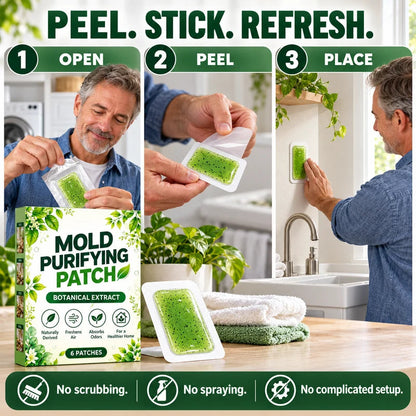 6Pcs Mold Purifying Patches – Botanical Mildew Removal Pads, Long Lasting Mold Inhibitor for Bathroom, Kitchen, Wall Corners & Damp Hidden Spots