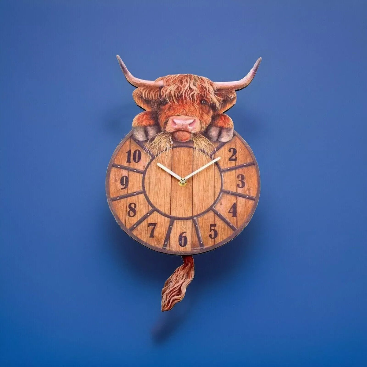 Swinging Tail Highland Cow Wall Clock
