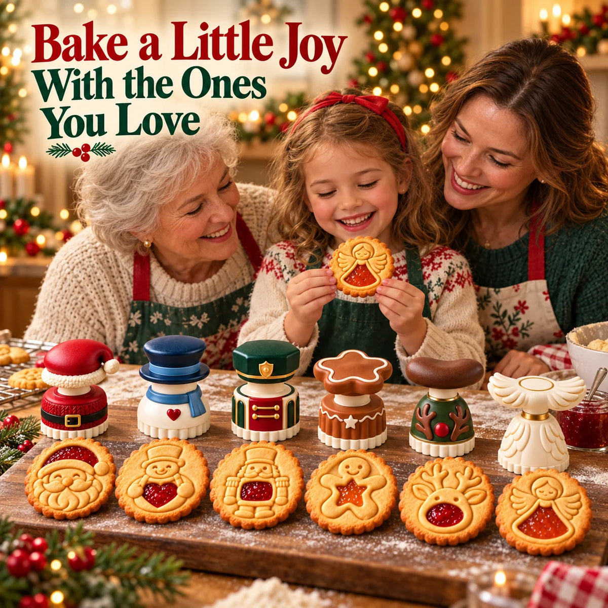 🎅🏻🍪Christmas Jam Cookie Press – Festive Character Handles & Embossed Designs