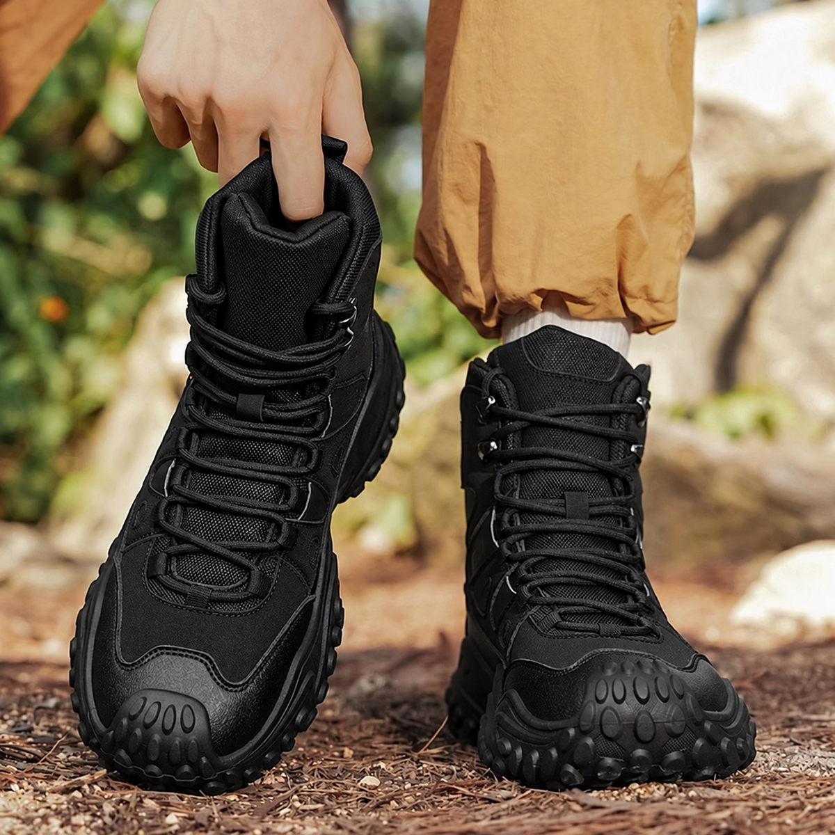 Men's High-top Lightweight Orthotic Hiking Shoes Made Of High-quality Materials - Non-slip, Waterproof, Wide Toe Box, Arch Support
