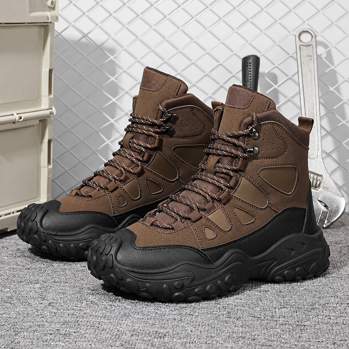 Men's High-top Lightweight Orthotic Hiking Shoes Made Of High-quality Materials - Non-slip, Waterproof, Wide Toe Box, Arch Support