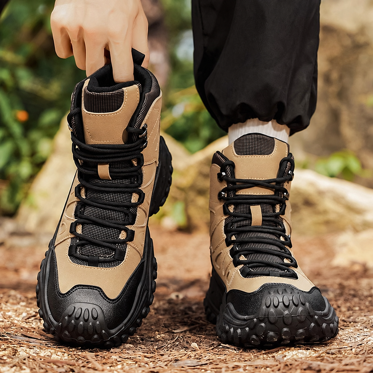 Men's High-top Lightweight Orthotic Hiking Shoes Made Of High-quality Materials - Non-slip, Waterproof, Wide Toe Box, Arch Support