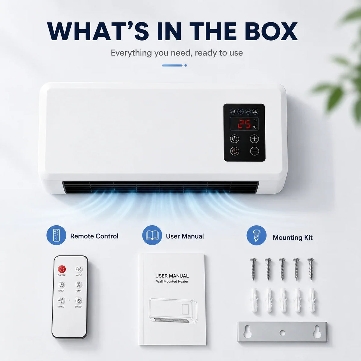 🔥Black Friday Early Bird Deals-Wall-Mounted Space Heater with Thermostat and Remote Control
