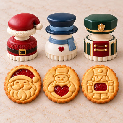 🎅🏻🍪Christmas Jam Cookie Press – Festive Character Handles & Embossed Designs