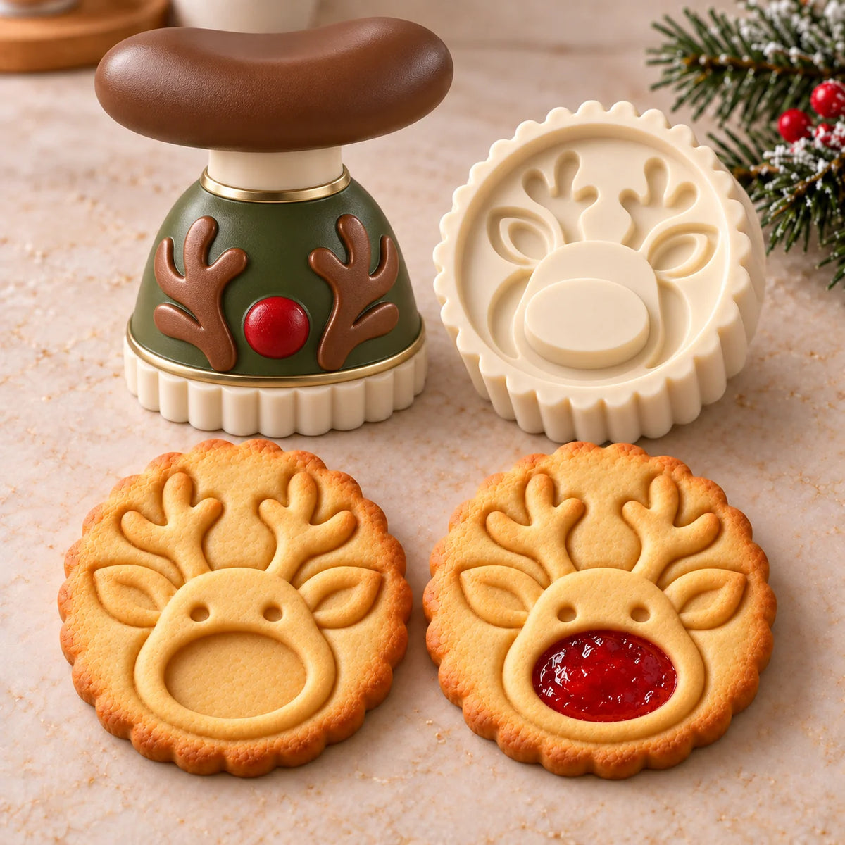 🎅🏻🍪Christmas Jam Cookie Press – Festive Character Handles & Embossed Designs