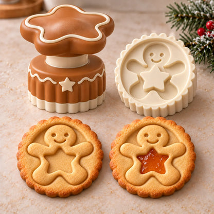 🎅🏻🍪Christmas Jam Cookie Press – Festive Character Handles & Embossed Designs
