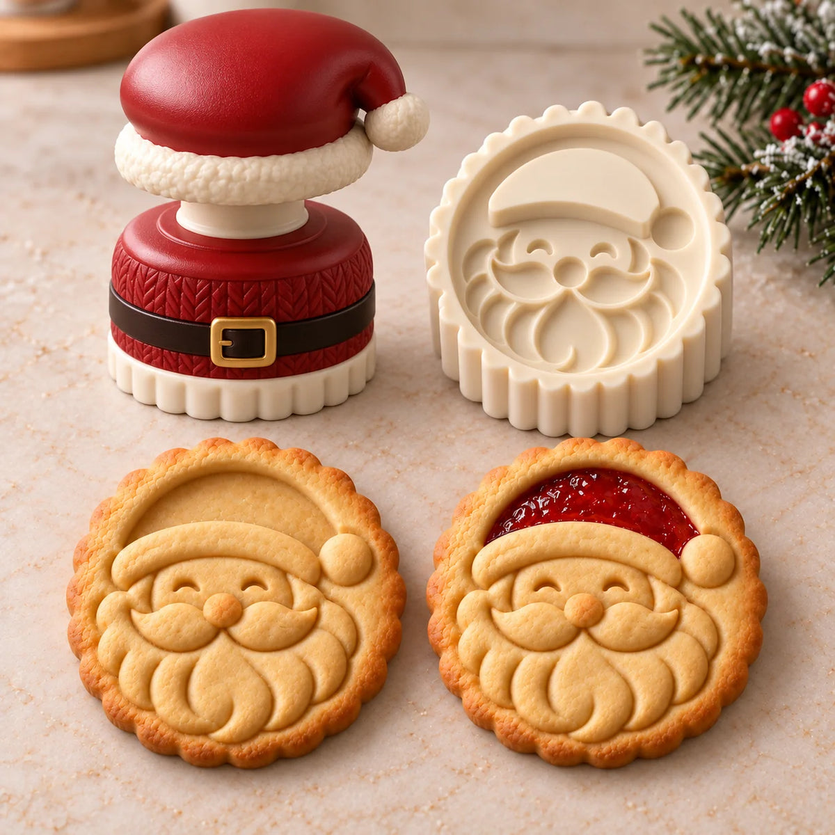🎅🏻🍪Christmas Jam Cookie Press – Festive Character Handles & Embossed Designs