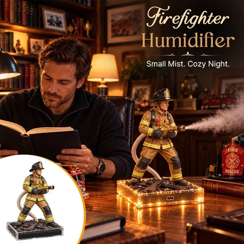 🚒 Firefighter Humidifier – Creative Fire Hose Mist Diffuser & Light-Up Desktop Decor 💨