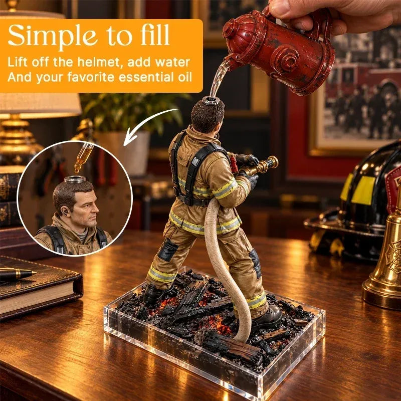 🚒 Firefighter Humidifier – Creative Fire Hose Mist Diffuser & Light-Up Desktop Decor 💨