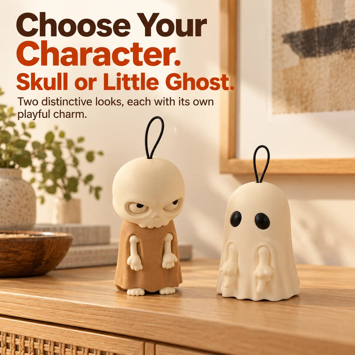 👻 Pull-to-Reveal Ghost & Skull Figurines – Playful Desk Decor & Quirky Gift