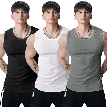 🔥Men's  Wide Strap Ribbed Tank Top