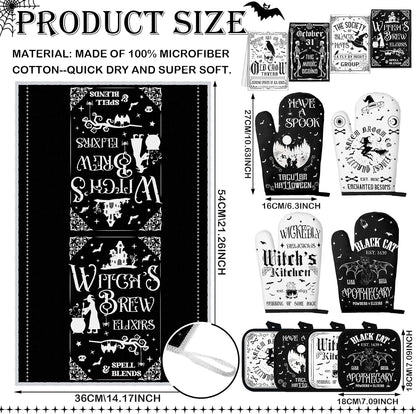 12-Piece Halloween Kitchen Decor Towel and Oven Mitt Set🧤