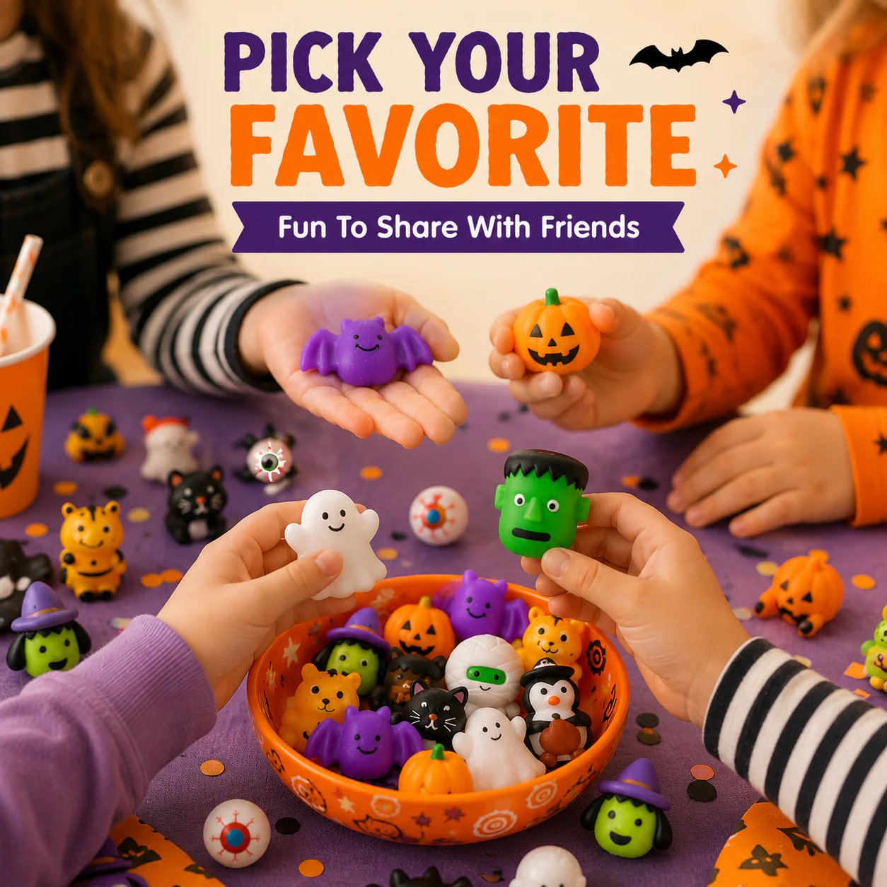 🎃 Bulk Halloween Mini Squishy Toys – 30/50/100PCS Party Favors for Kids