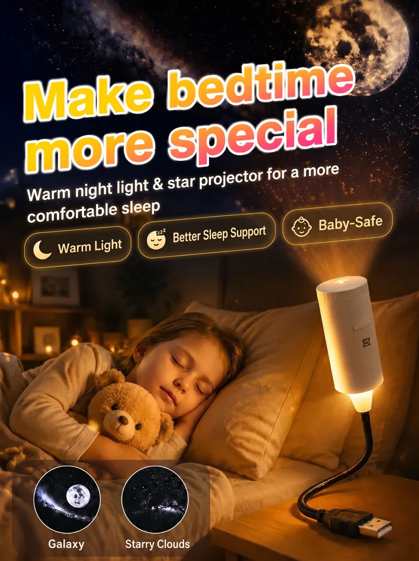 🔥🏆Flash Sale ✨ Plug-and-Play HD Star Projecto: Instantly Transforms into a Romantic Galaxy in 1s with Eye-Safe Protection