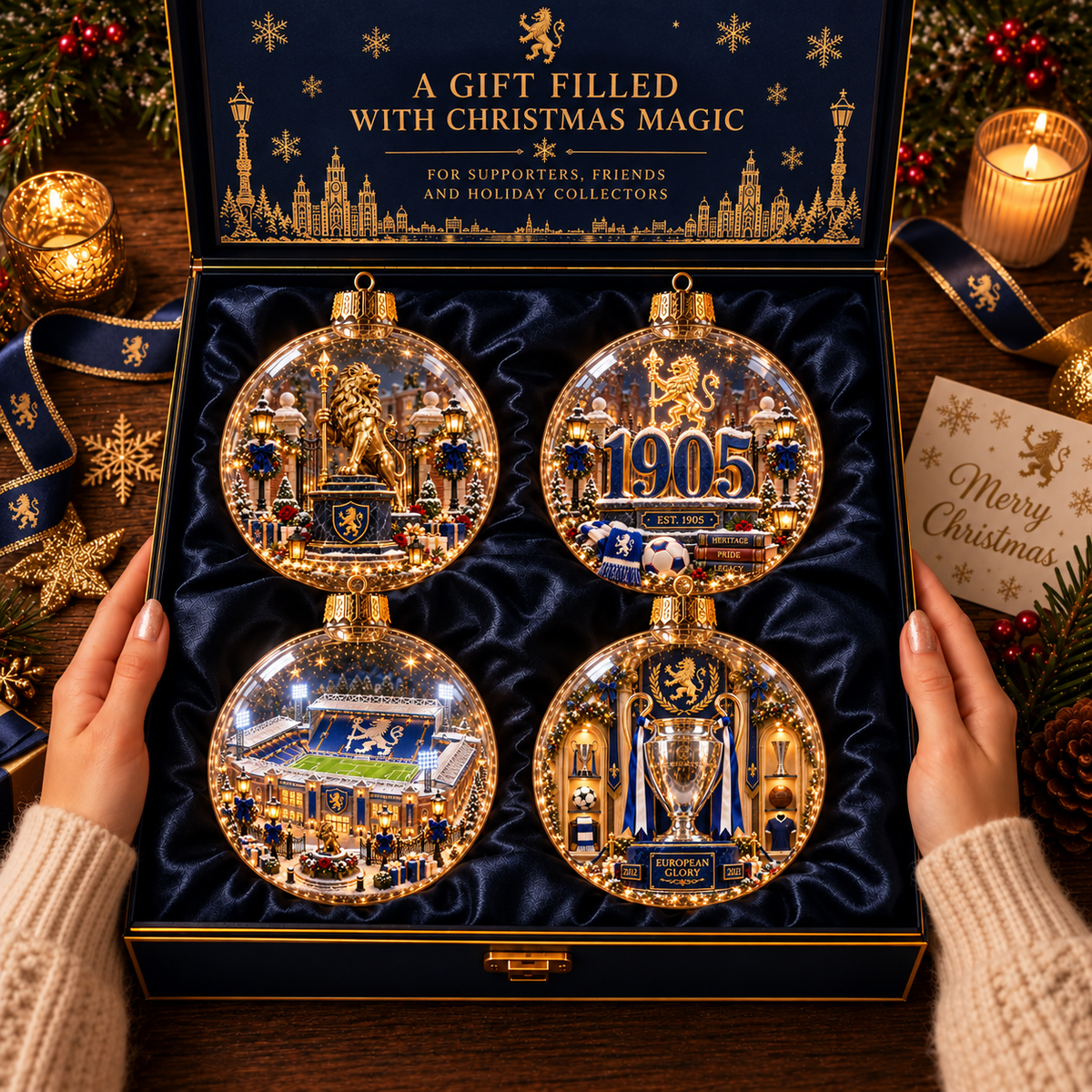 🎄Keep the Blue Flag Flying High Light-Up Football Heritage Diorama Ornament