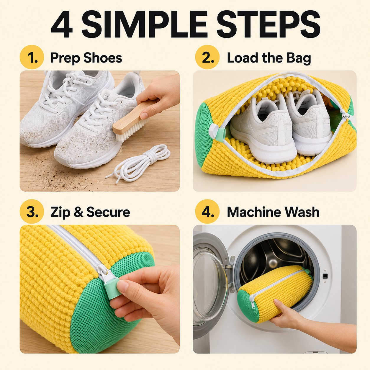 👟 360° Shoe Washing Bags – Deep Clean Sneakers Without Hand Scrubbing