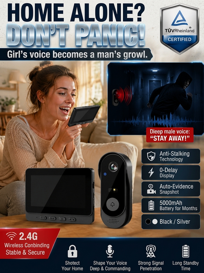 【24h Monitoring】GuardianShield Military-Grade AI Voice-Changer Doorbell - Lifetime Subscription-Free Cloud Storage 🛡️