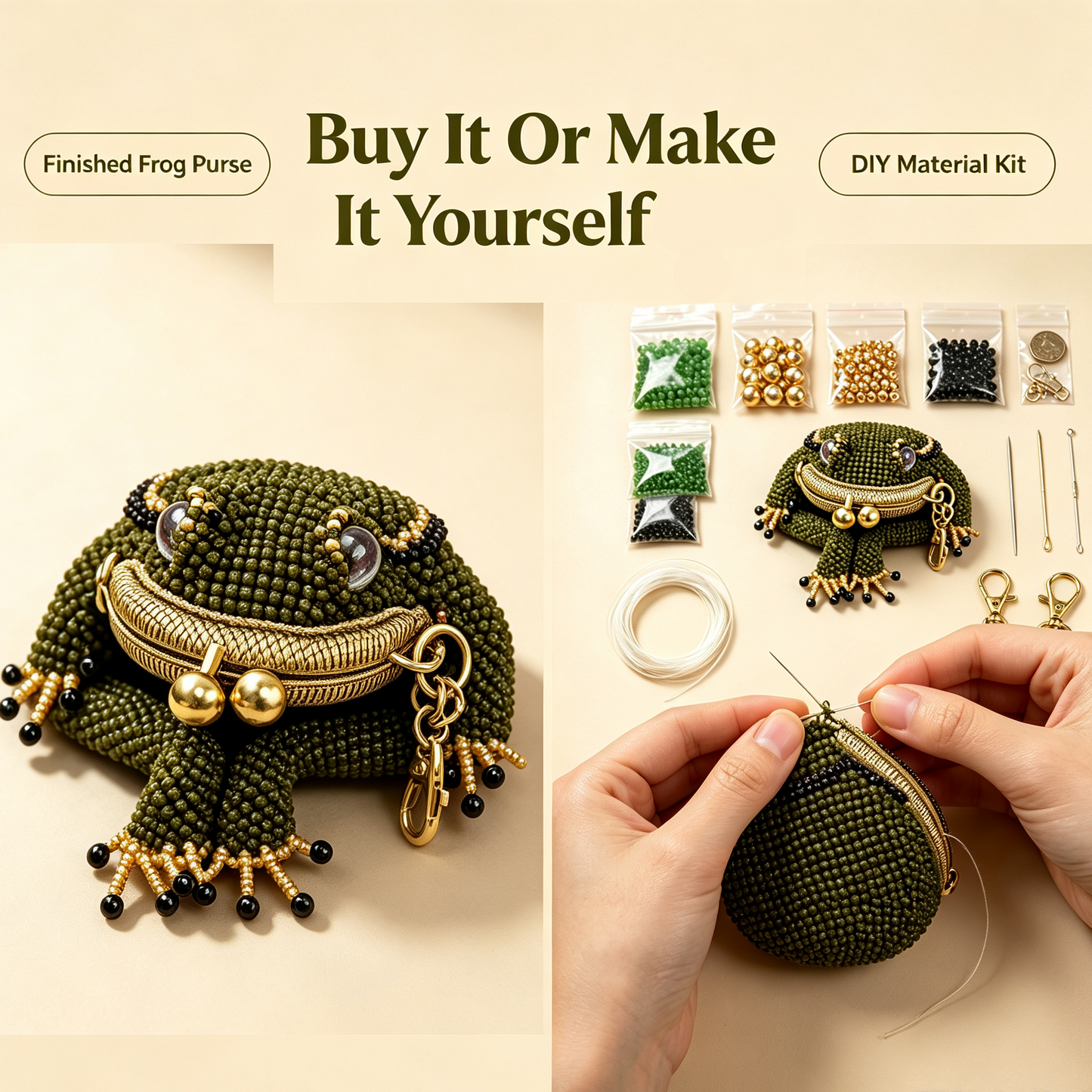 🐸 Frog Coin Purse Collection – Finished Handmade Purse & DIY Crochet Kit