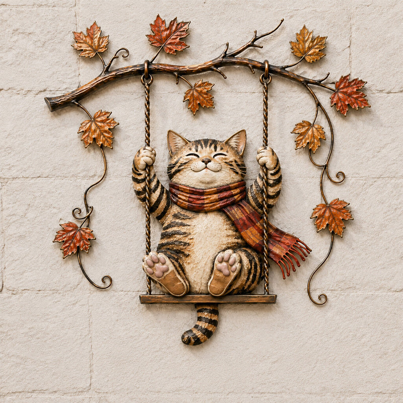 🍁Autumn Cat Metal Wall Decor🐱
