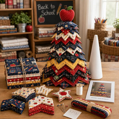 🔥LAST DAY 50% OFF - 🎄Americana Christmas Tree Quilt Kit – Easy Layered Fabric Holiday Décor for Quilting Lovers