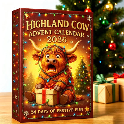 🎄🐮Highland Cow Advent Calendar 2026 – 24-Day Christmas Countdown with Cute Highland Cow Figurines