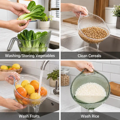 Aesthetic Multifunctional Rice Strainer with Handle