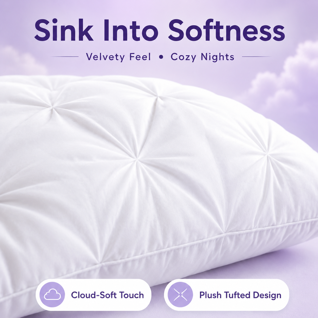 Tufted Neck Support Pillow | Cooling Breathable & Fluffy, No-Flat Fill for All Sleep Positions