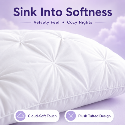 Tufted Neck Support Pillow | Cooling Breathable & Fluffy, No-Flat Fill for All Sleep Positions