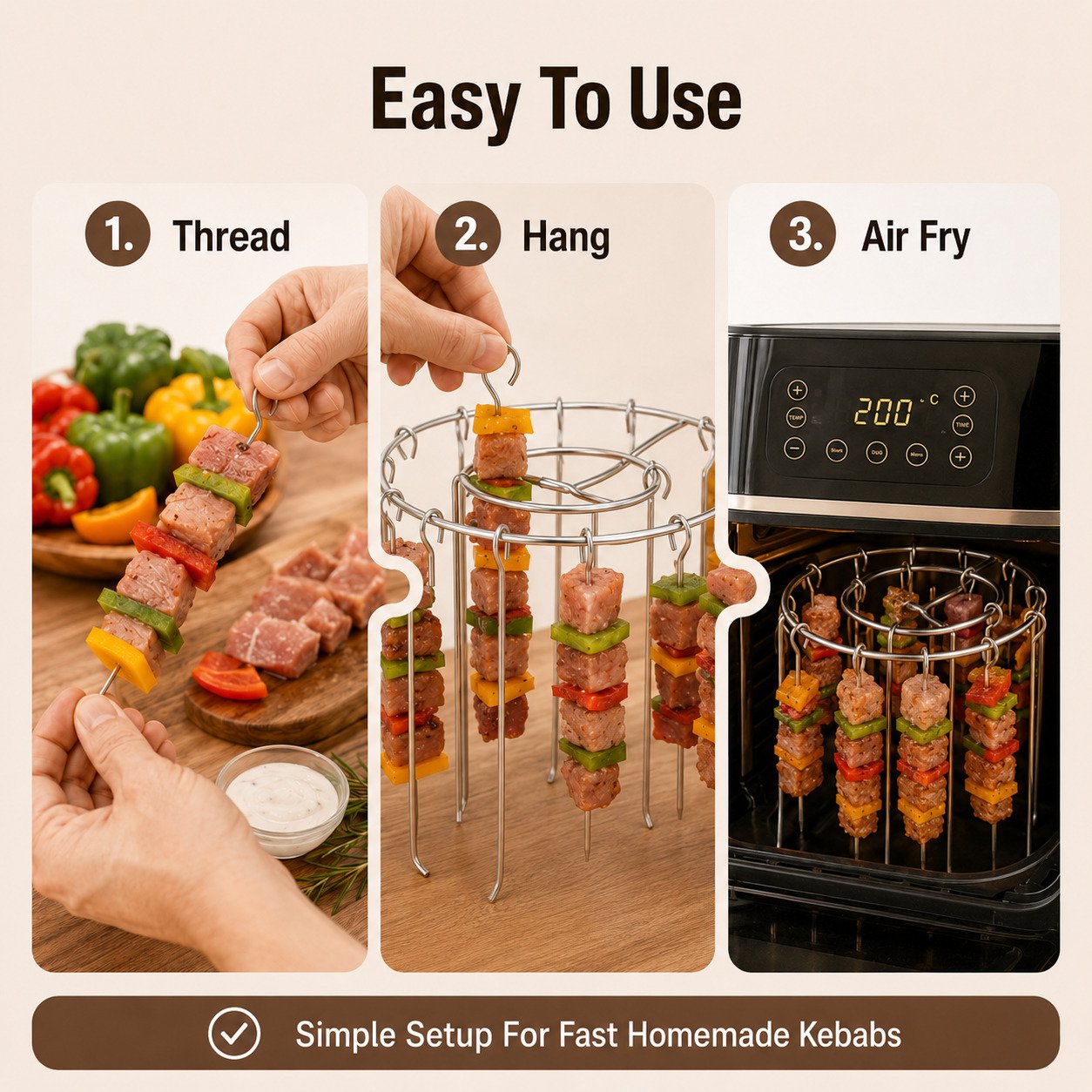 Heat-Resistant Vertical Skewers Clavo Air Fryer Rack