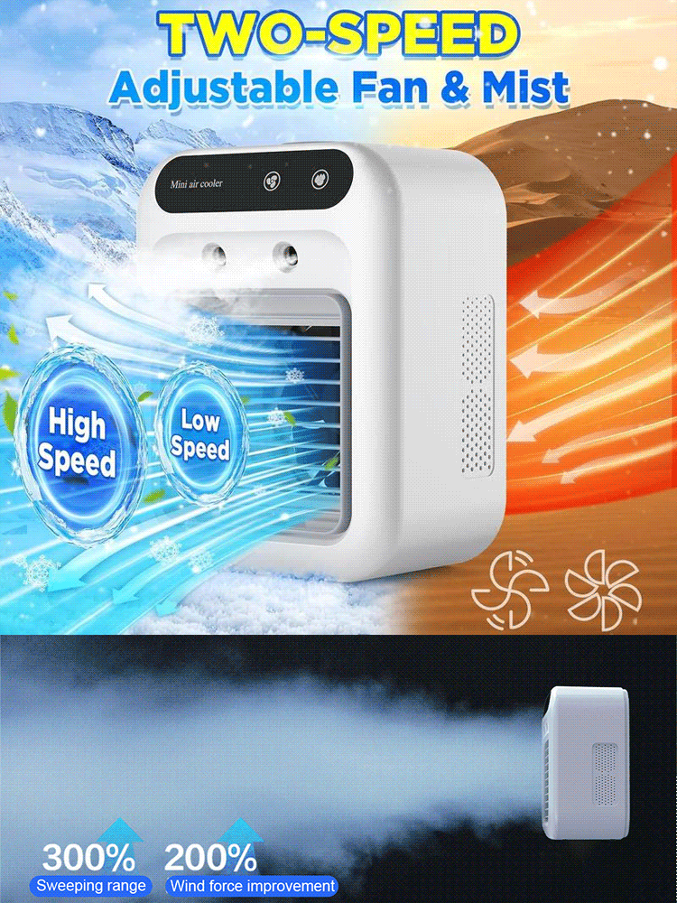 ❄️ 【The Ultimate Summer Energy-Saver (90% Savings)】 Wall-mountable, wireless, portable air cooler—rapid cooling with icy mist in just 3 seconds🧊
