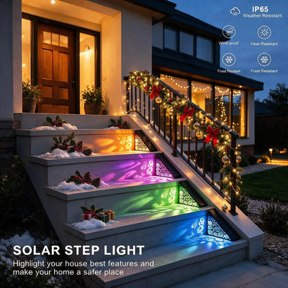 🔥Buy 1 Get 1 Free🔥Solar Step Lights – IP65 Waterproof, Gradient + Warm White Glow, Auto On at Dusk