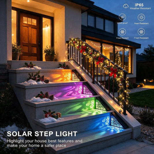 🔥Buy 1 Get 1 Free🔥Solar Step Lights – IP65 Waterproof, Gradient + Warm White Glow, Auto On at Dusk