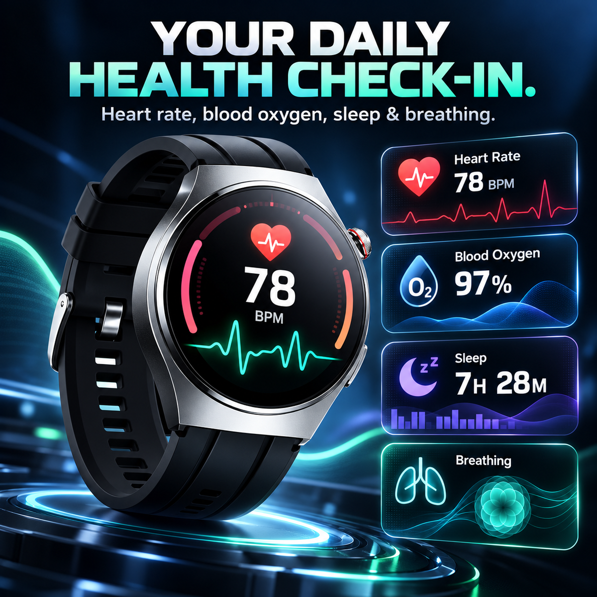 💥 Don’t Miss Out! 50% OFF 🥰 Your Everyday Smartwatch for Health & Fitness ❤️
