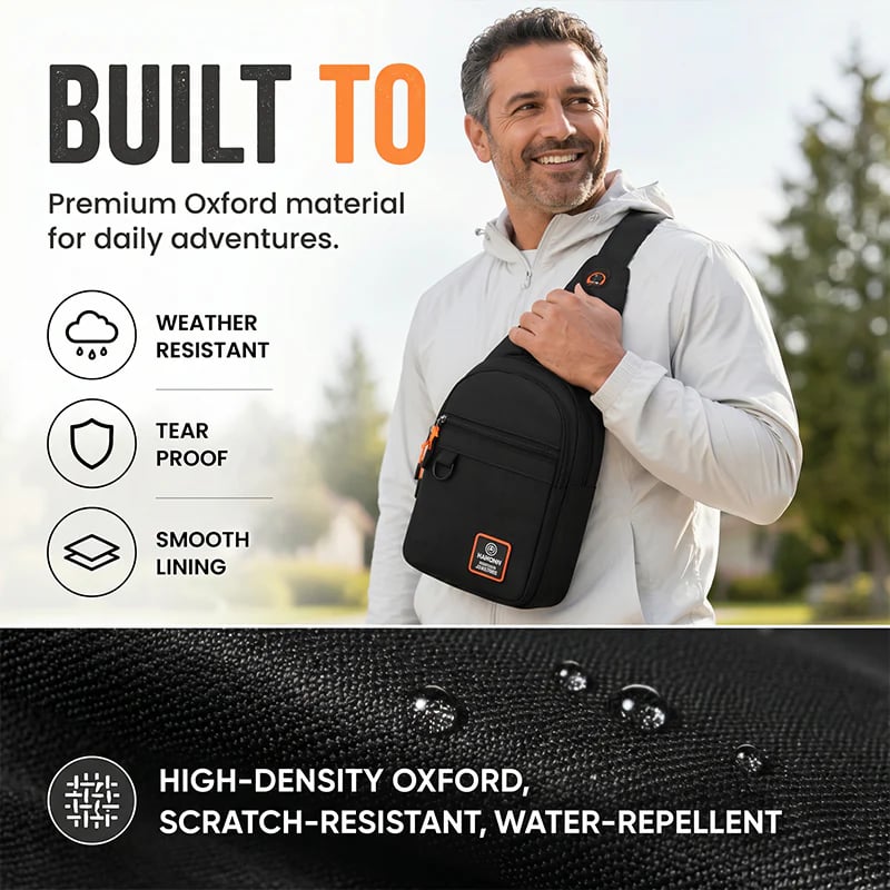 🎒💦 Waterproof Multi-Pocket Sling Bag — Lightweight & Anti-Theft ✨